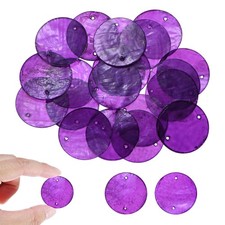 100Pcs Round Capiz Sea Shells, 30mm Shell Pieces for Wind Chimes Purple 