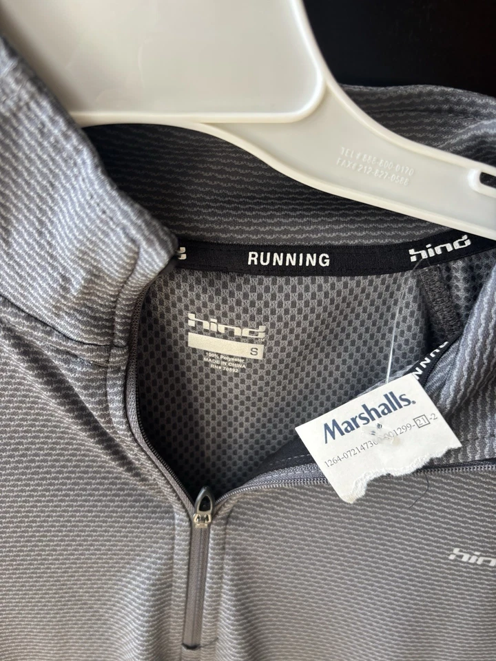 Nuevo Pullover Para Hombre Con Etiquetas Trasero Correr 1/4 Cremallera Gris Rayas Talla Pequeña Foto 2 de 4