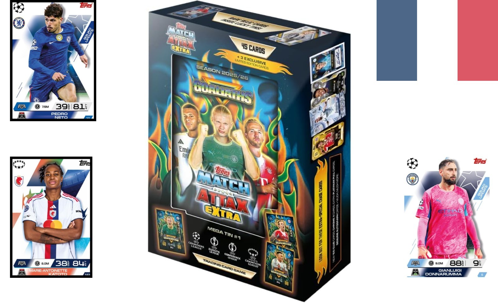 Mega Tin Topps UCC Match Attax Extra 2026 avec 3 cartes Goliaths LE