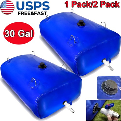 #ad 30 Gal Water Storage Bladder Foldable Portable Water Bladder Tank for Camping RV $55.98