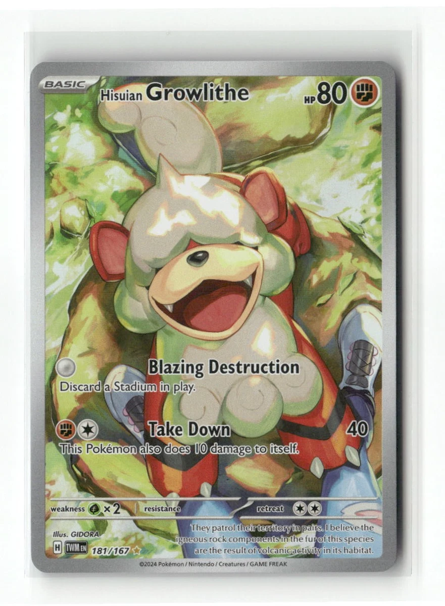 Pokemon Carta Growlithe Di Hisui 181/167 - Twilight Masquerade - Illustrazione Rara Full Art - 2