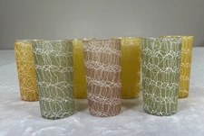 MCM Spaghetti String Multicolor - Set of 7 Tumblers/glasses 6 1/2” 1950s Vintage
