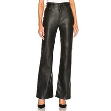 Pistola Stevie High Rise Wide Leg Pants Slate Black Faux Vegan Leather Size 28