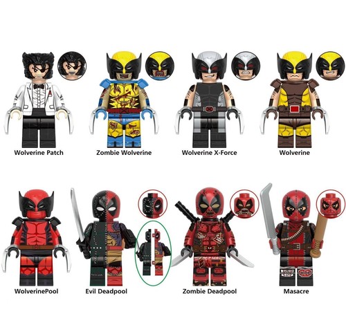 Juego de 8 minifigura Lego personalizada Deadpool bloque de construcción juguete muñeca Wolverine - Imagen 3 de 13