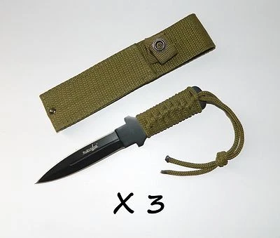 3 X Survivor Full Tang Double Edge Fixed Blade Outdoor Survival Throwing Knife