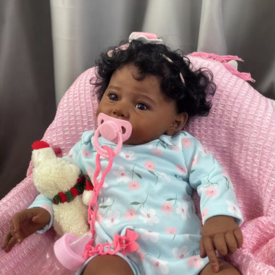 18'' 3D Skin Soft Vinyl Black Lifelike Reborn Baby Dolls  Newborn Gift
