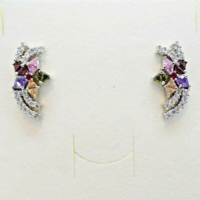 Trillion Multistein Zirkonia Ohrstecker 925 Sterling Silber 26,5 x 17,5mm