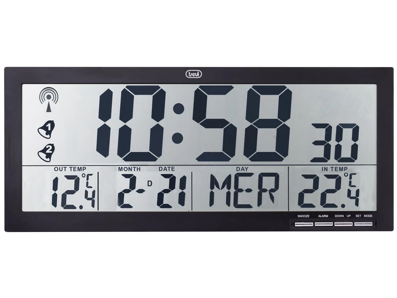 Orologio Digitale da Parete e Tavolo TREVI OM 3530 RC con Grande Display Nero