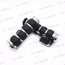 HTTMT NEW MOTORCYCLE HAND GRIPS FOR 7/8" 22mm HANDLEBAR SPORTS BIKES Chrome