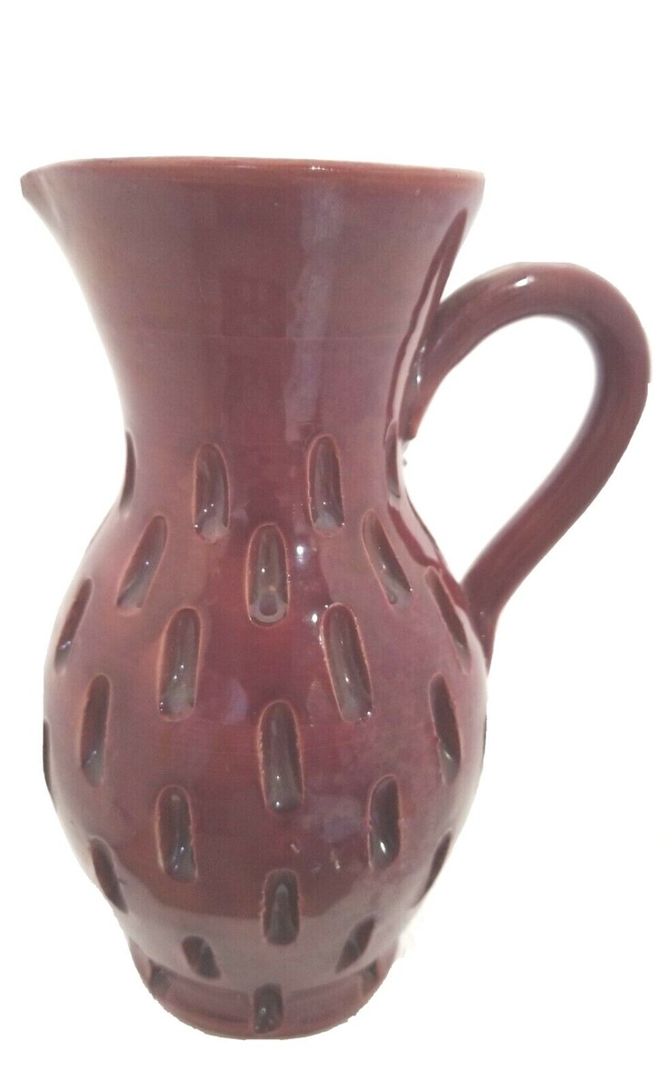 bitossi やぎ Vtg Fratelli Red Bitossi Strawberry Decor Pitcher Vase Italy
