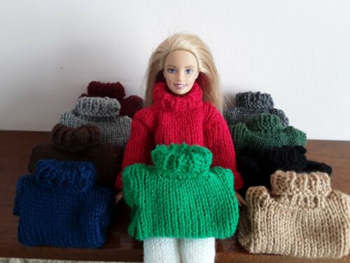 HAND KNITTED BARBIE DOLLS CHUNKY JUMPER /SKIRT IN VARIOUS COLOURS. - 第 1/23 張圖片