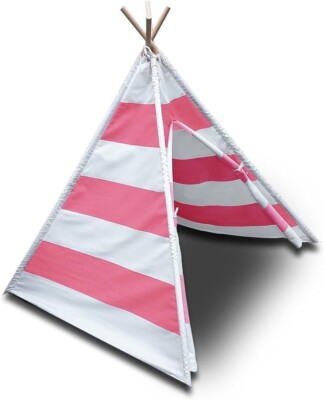 Modern Home Children's Canvas Play Tent Set with Travel Case - Striped