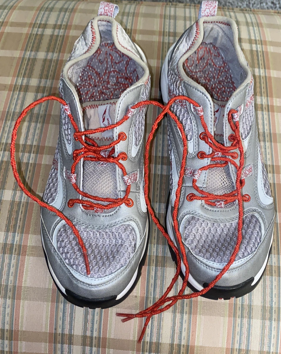 EUC L.L. Bean Womens Trail Running Shoes Gray Red 287148 Low Top