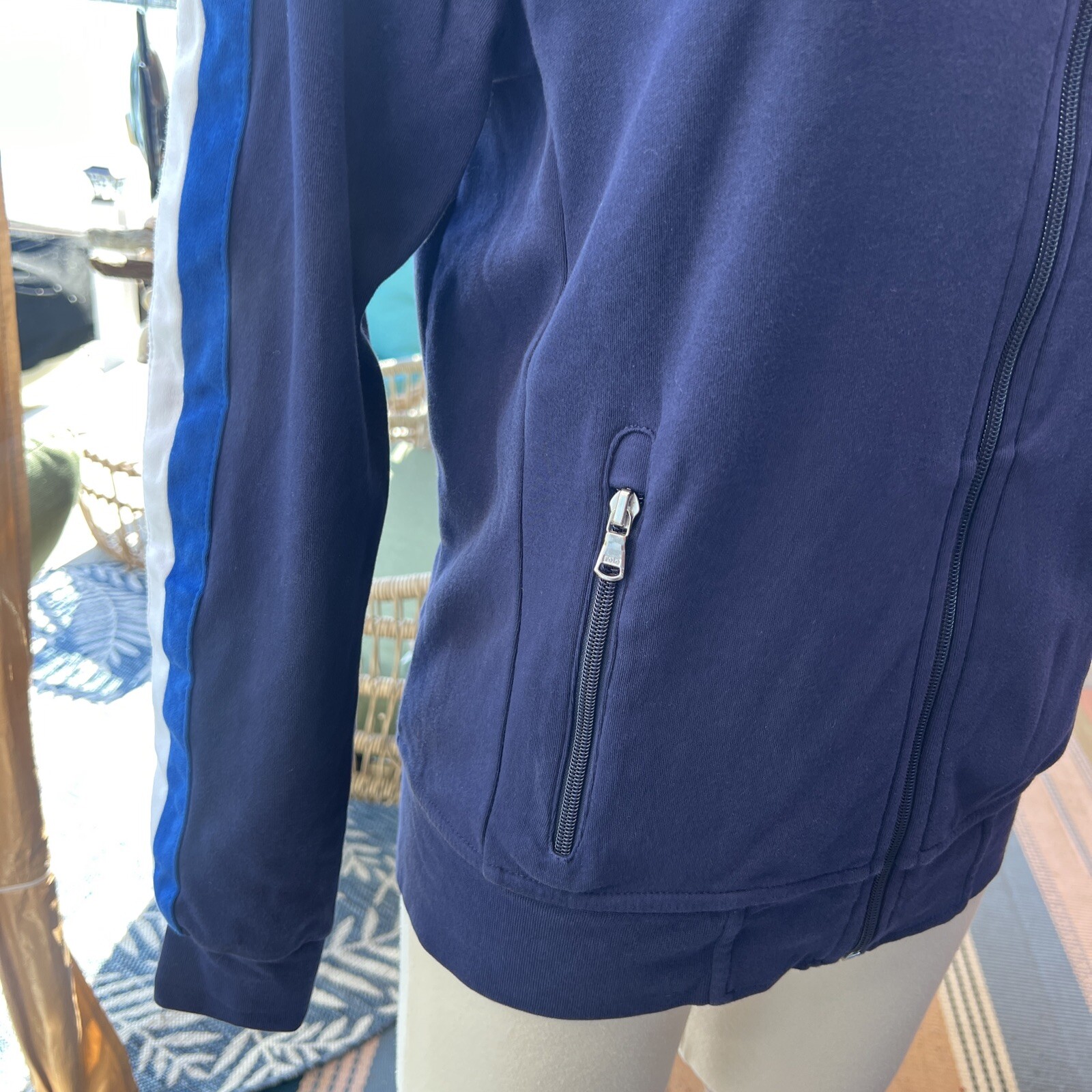 Polo Ralph Lauren Performance Jacket da uomo taglia small blu navy bianco pony