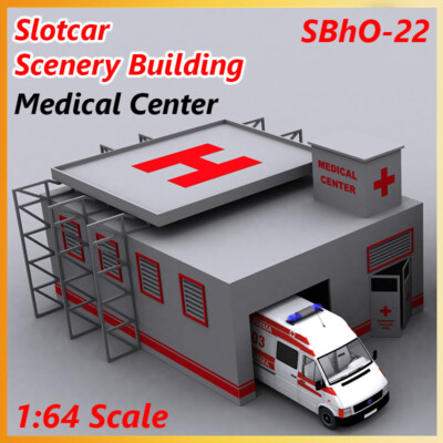 Slotcar Scenery Building Medical Center 1:64 Scale Kit Afx,Tyco
