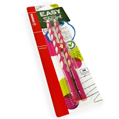 2 x STABILO Easygraph Handwriting Pencils - HB - Right Handed - Pink Barrel