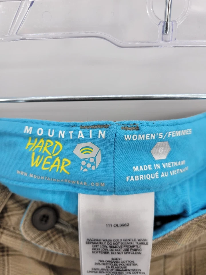 Falda Mountain Hardwear para mujer 6 marrón a cuadros elástica algodón orgánico al aire libre Foto 3 de 4