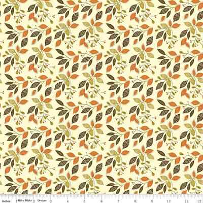Adel in Autumn Cream Fall Leaves Cotton Fabric by Riley Blake Designs