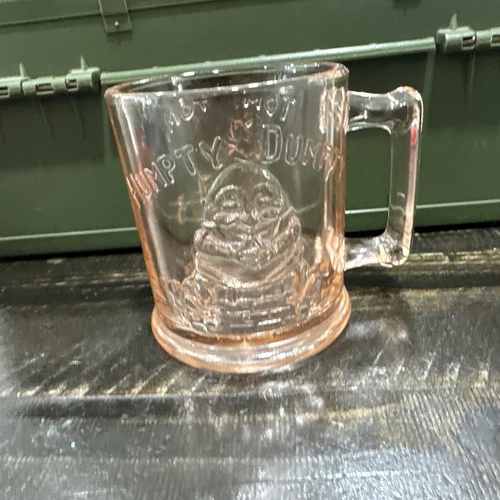 Vintage Pink Tiara Glass Nursery Rhyme Mug - Mother Goose Humpty Dumpty Tom Tom