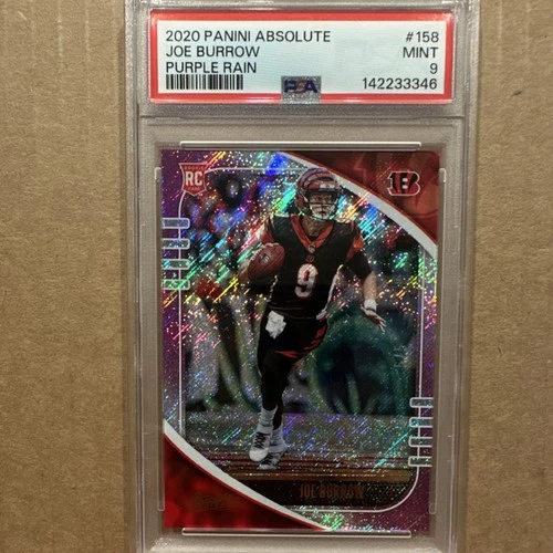 PANINI ABSOLUTE 2020 JOE BURROW PURPLE RAIN ROOKIE #158 PSA 9 FOOTBALL CARD /5