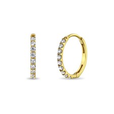 14k Yellow Gold Tiny Cubic Zirconia 9mm Hoop Earrings For Toddlers and Girls ...