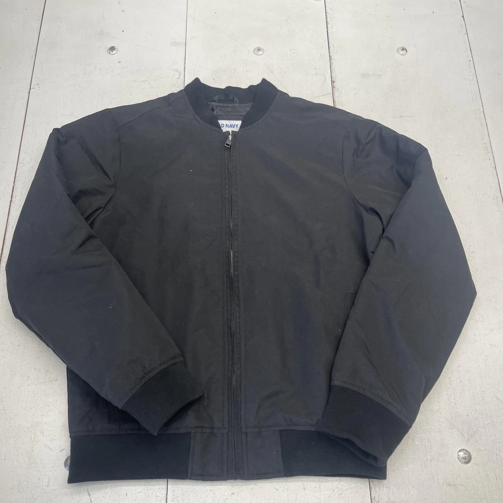 Old Navy Jacket Mens Small Black Bomber Full Zip Lined Warm Insulated
