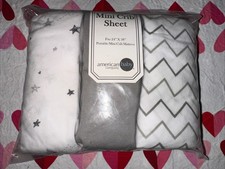 3 Pack Soft Breathable 100 Natural Cotton Fitted Mini Crib Sheet, 24" x 38"