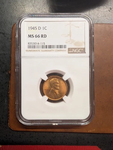 1945-D Lincoln Wheat Cent Graded NGC MS 66 RD