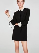 ZARA Contrasting Lapel Collar Mini Dress Women’s Size XL Black White