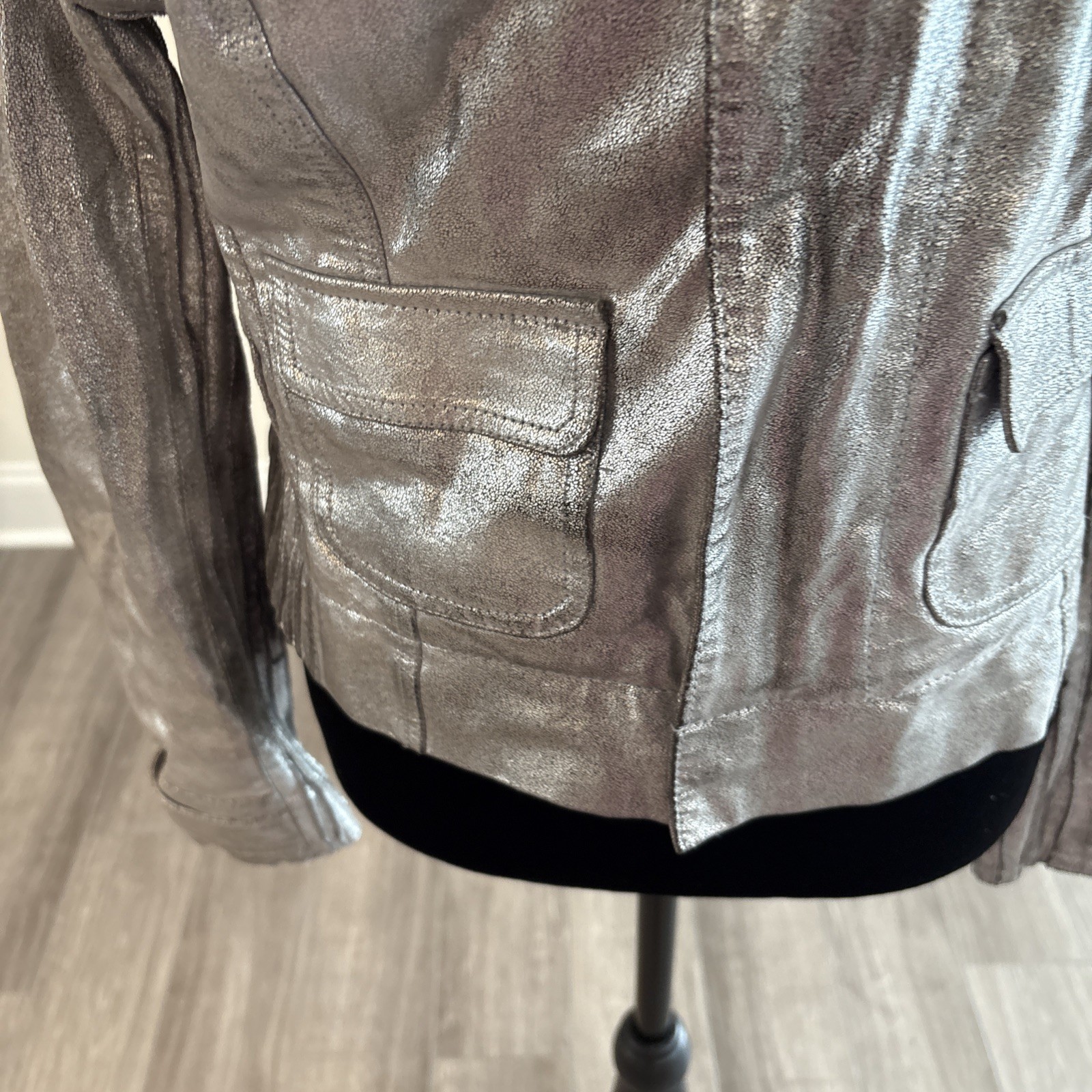 Bebe Cobblestone Silver Pattern Vintage Biker Jac… - image 4