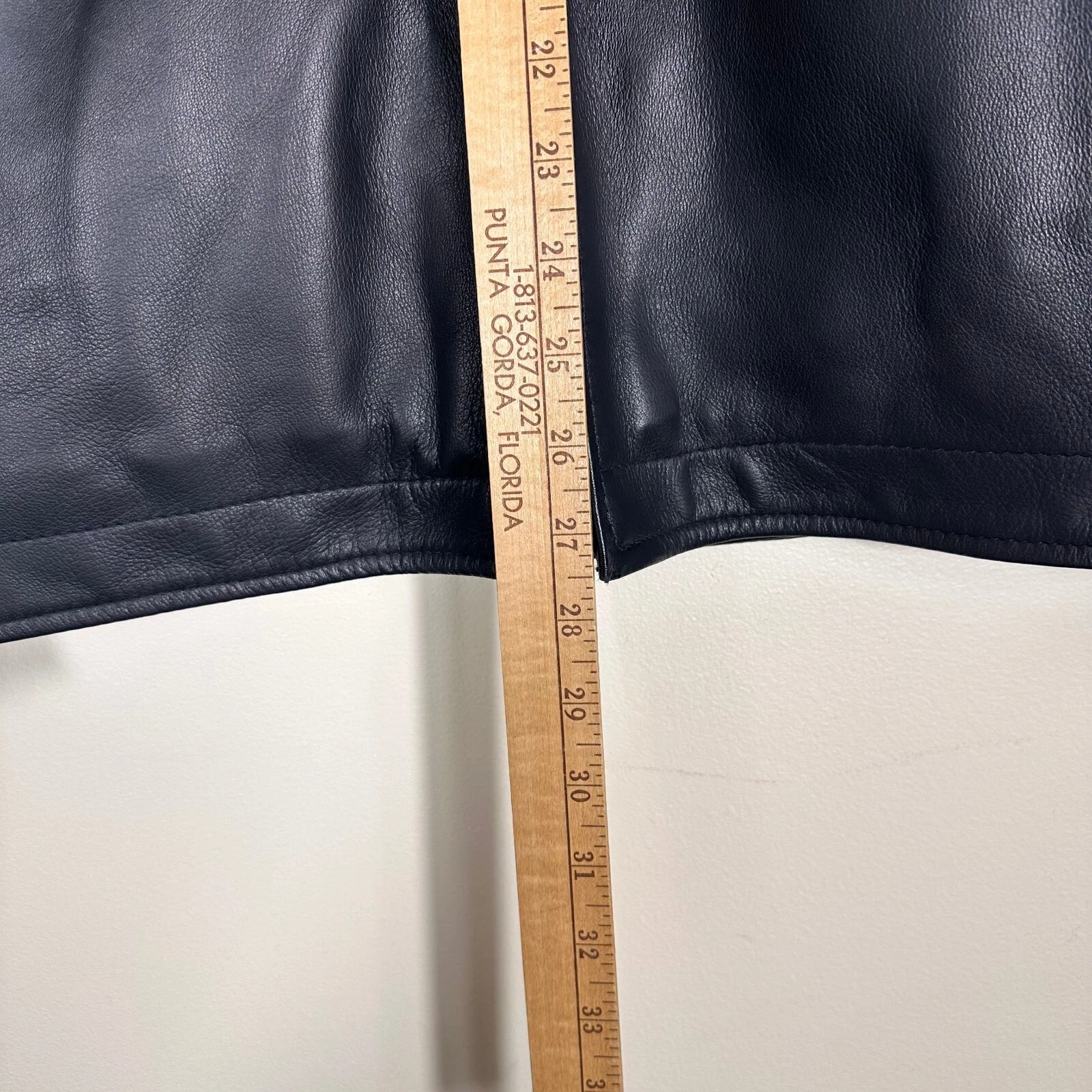 Perry Ellis Portfolio Lambskin Leather Black Jacket Quilted Lining - product detail image 6