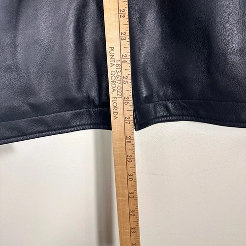Perry Ellis Portfolio Lambskin Leather Black Jacket Quilted Lining image 6