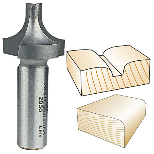 Whiteside 2058 Plunge Roundover Bit 1/2"SH, 3/8"R, 1"LD, 1/4"SD