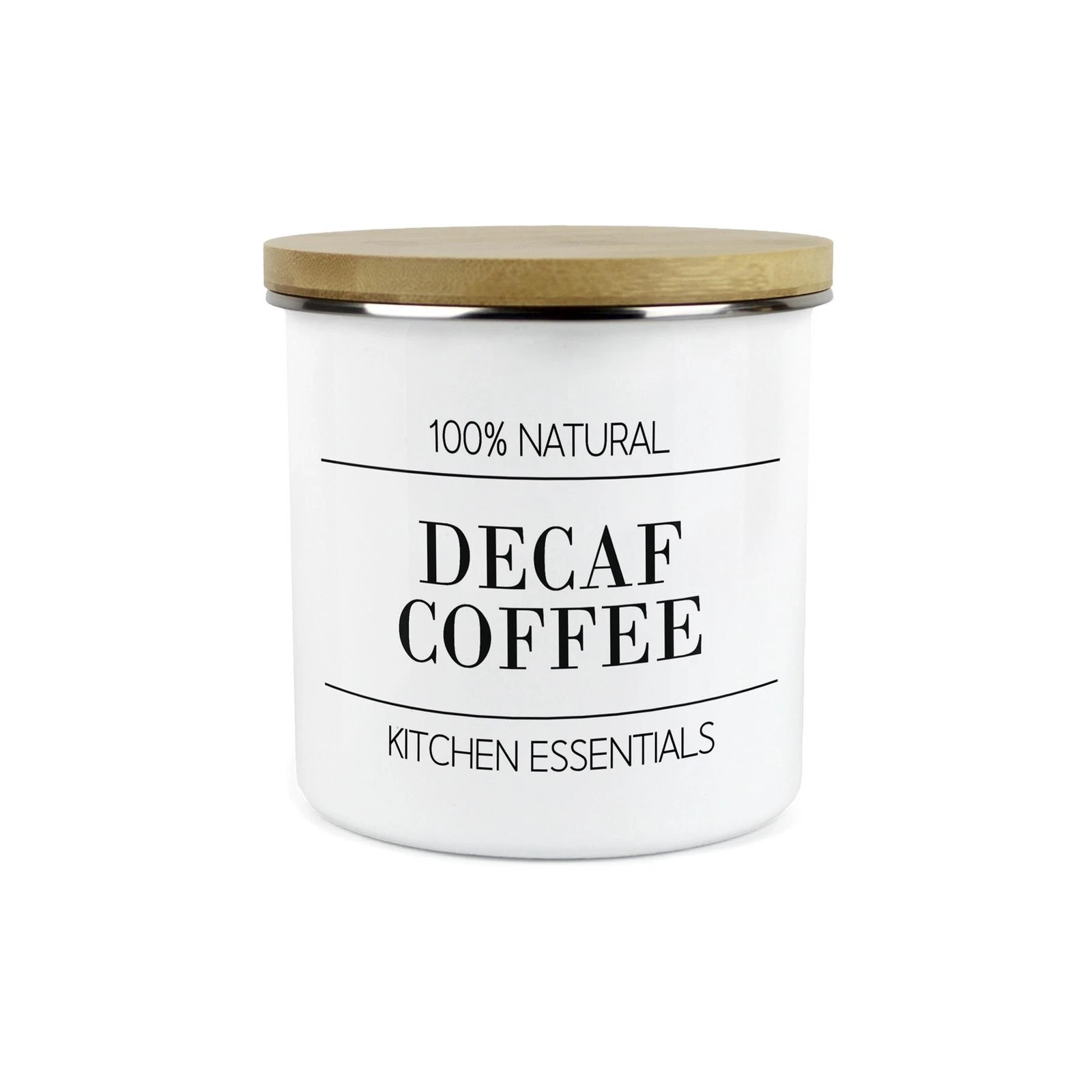 Minimalist Essentials Decaf Coffee Canister - Black & White Kitchen Container