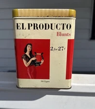Vintage Cigar Tin Canister El Producto Blunt Cigar Tin Humidor Holds 50 Cigars