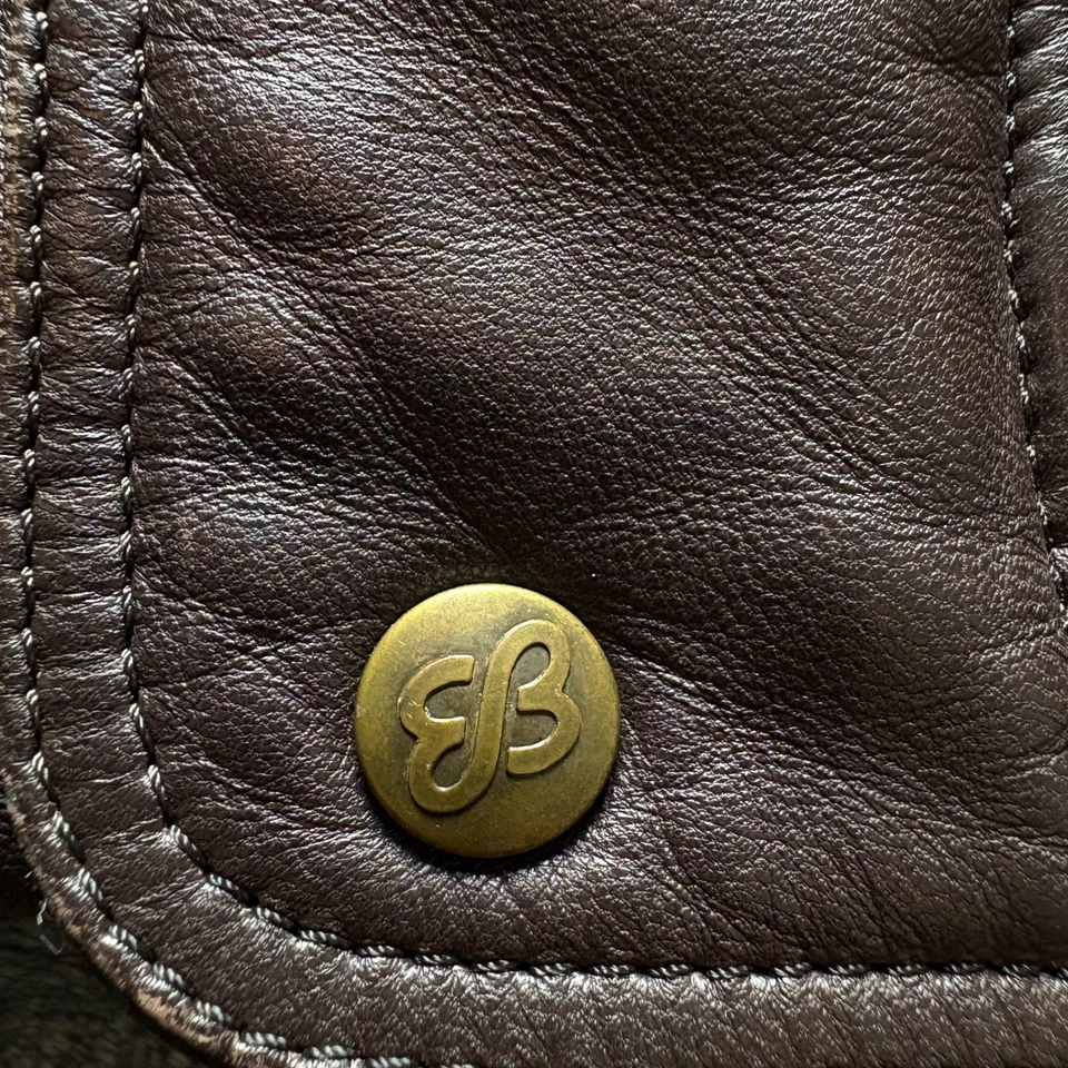 Chaqueta acolchada de cuero Eddie Bauer vintage para hombre 2XL marrón plumón de ganso cuello falso Foto 2 de 4