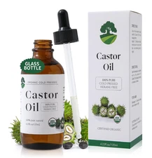 Organic Castor Oil Cold Pressed Unrefined - Hair Growth & Care, Thicker Eyelashe