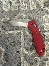 Benchmade Mini Griptilian S30V Folding Pocket Knife Red Handle - Mel Pardue