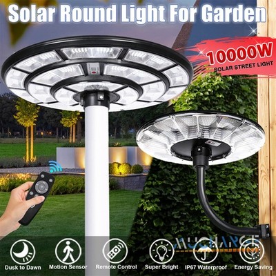 10000W 360° Solar Lights Parking Lot Post Street Lamp Outdoor Dusk to Dawn Lamp