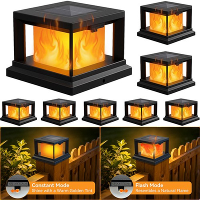 #ad Solar Post Cap Lights Outdoor Flickering Flame Fence Lamp 4x4 Vinyl Wooden Posts $34.99
