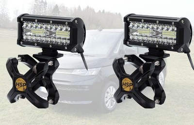 2x LED Fernscheinwerfer + 2x Schelle passend für VW T7 Multivan Transporter Bus