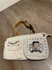 Betty Boop Rhinestone White Handbag Purse Shoulder Bag
