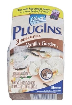 Vintage Glade VANILLA GARDEN Plugins Gel Scented Plug-In Refills 1 Box 3 Retired