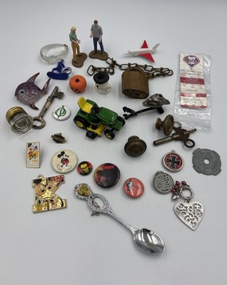 Vintage junk drawer lot items advertising Smalls Older As Shown Lot#43114