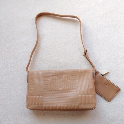 Auth BALLY Shoulder Bag Beige Leather