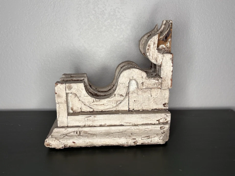 Antiguo soporte de ménsula de madera gruesa Shabby Chic vintage salvamento arquitectónico Foto 4 de 4