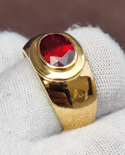 Natural Garnet Gemstone Ring, 925 Sterling Silver Ring, Statement Men's Ring