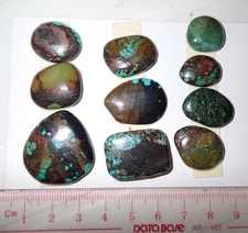 Turquoise Stone Flat Free Form Cabochon 135 Carat 10 pieces 27 gram