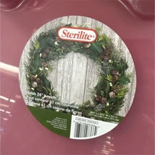 Sterilite Christmas Wreath Storage Container Red Lidded With Handles Holds 24"