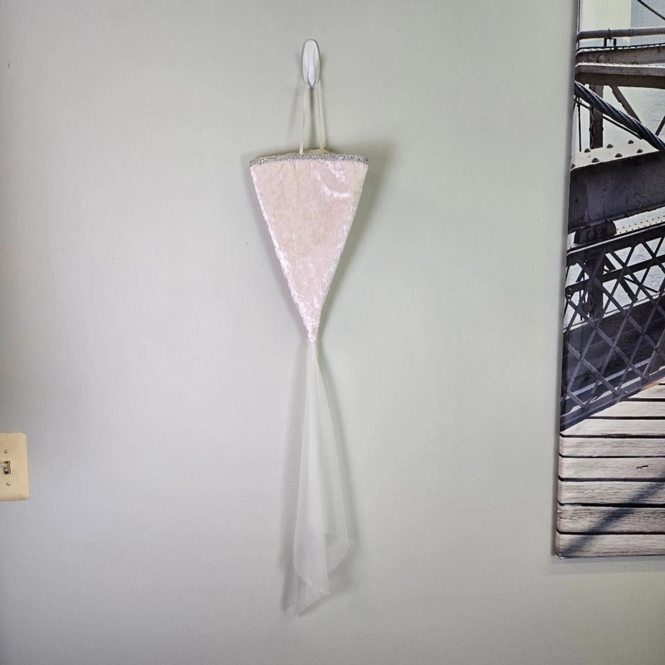 Royal Princess Cap and Veil Light Pink Silver Trim Sheer Train - Image 2 of 4